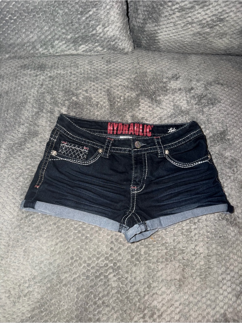 Y2K Hydraulic Women's dark blue Denim Roll-Cuff Shorts